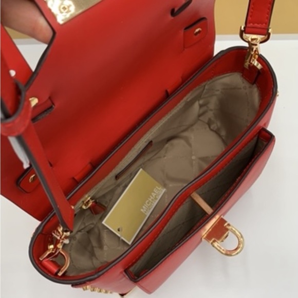 MICHAEL KORS MANHATTAN MEDIUM TOP HANDLE SATCHEL/SHOULDER/CROSSBODY FLAME COLOR - Picture 9 of 14